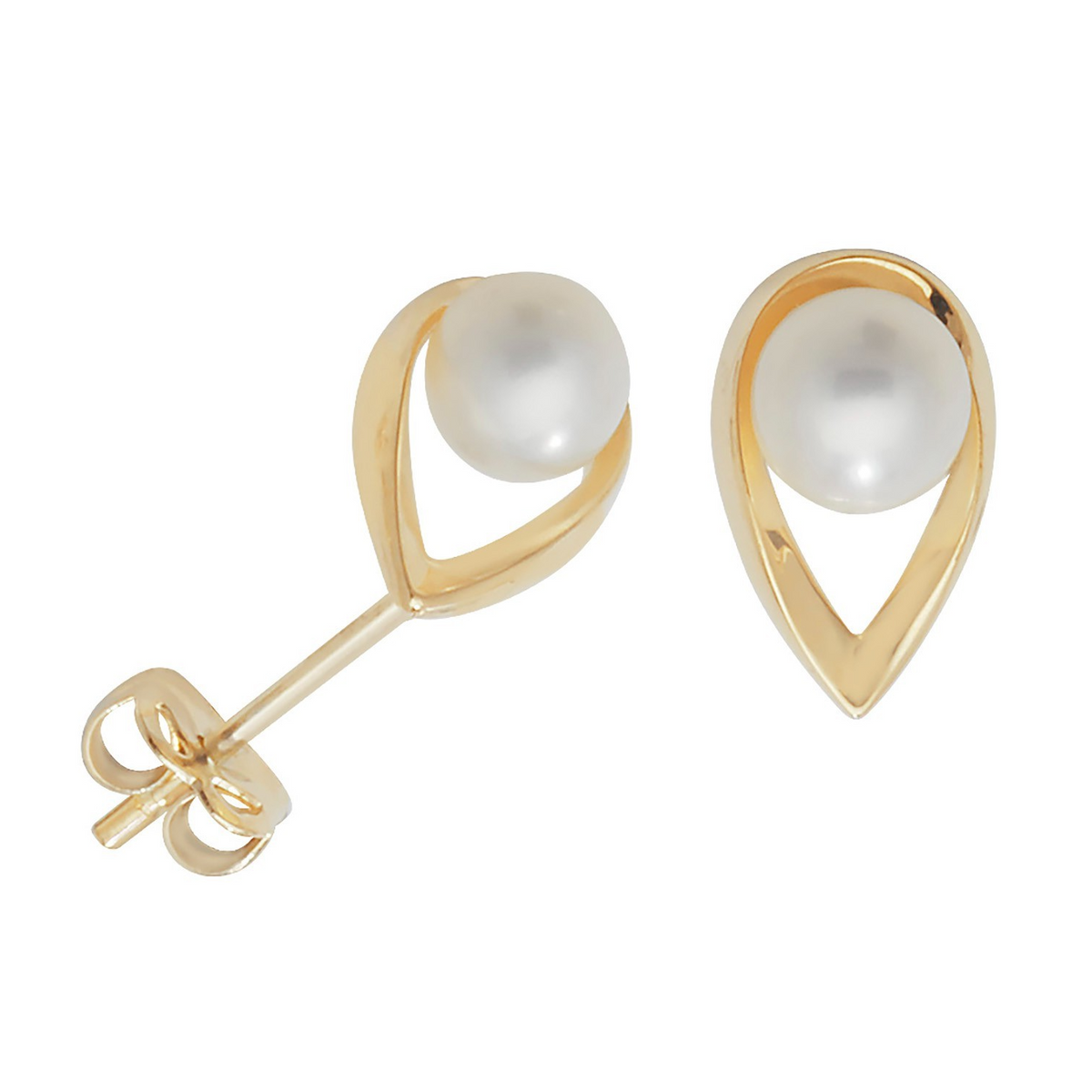 Teardrop Natural Pearl Stud Earrings 9ct Yellow Gold 375 Hallmarked Brand New