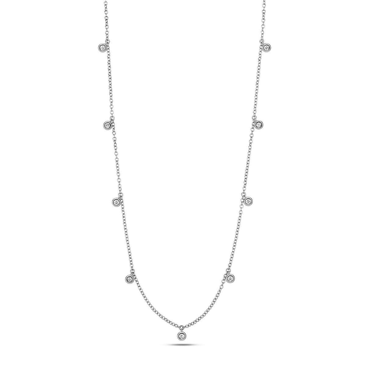 9 Natural Diamond Flush Necklace 18ct White Gold Hallmarked British Made