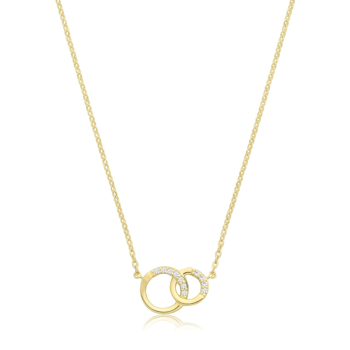 Ladies Zircon Interlocking Necklace 9ct Yellow Gold 375 Hallmarked British Made