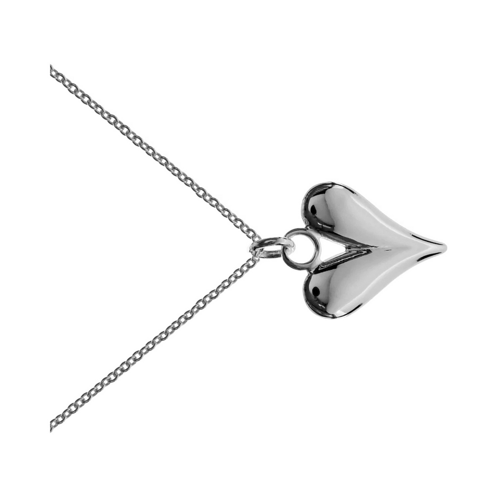 Elongated Heart Necklace Solid Sterling Silver 925 Hallmarked British Made
