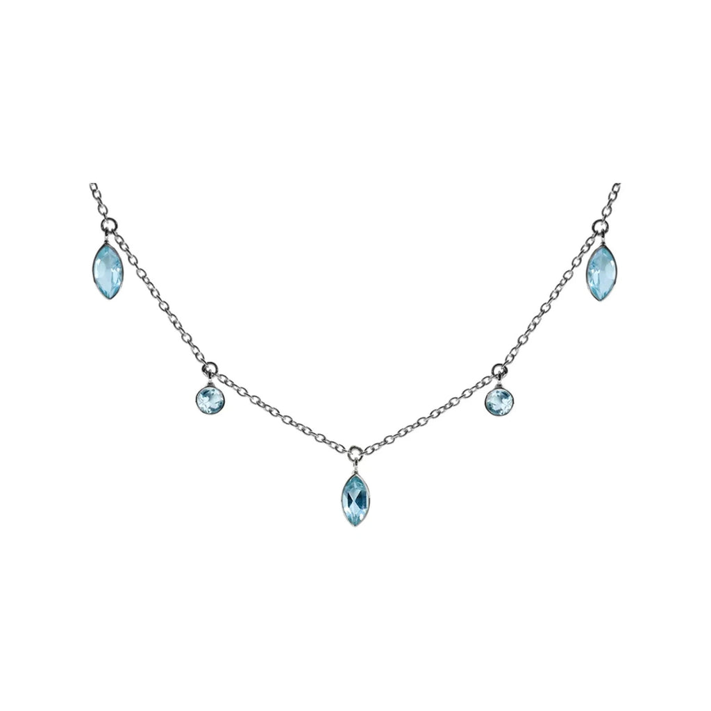 Marquise Blue Topaz Necklace Sterling Silver 925 Hallmarked British Made