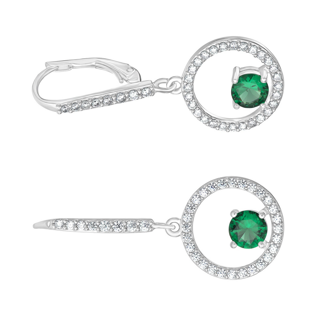 Natural Emerald Hoop Earrings Sterling Silver 925 Hallmarked British Made