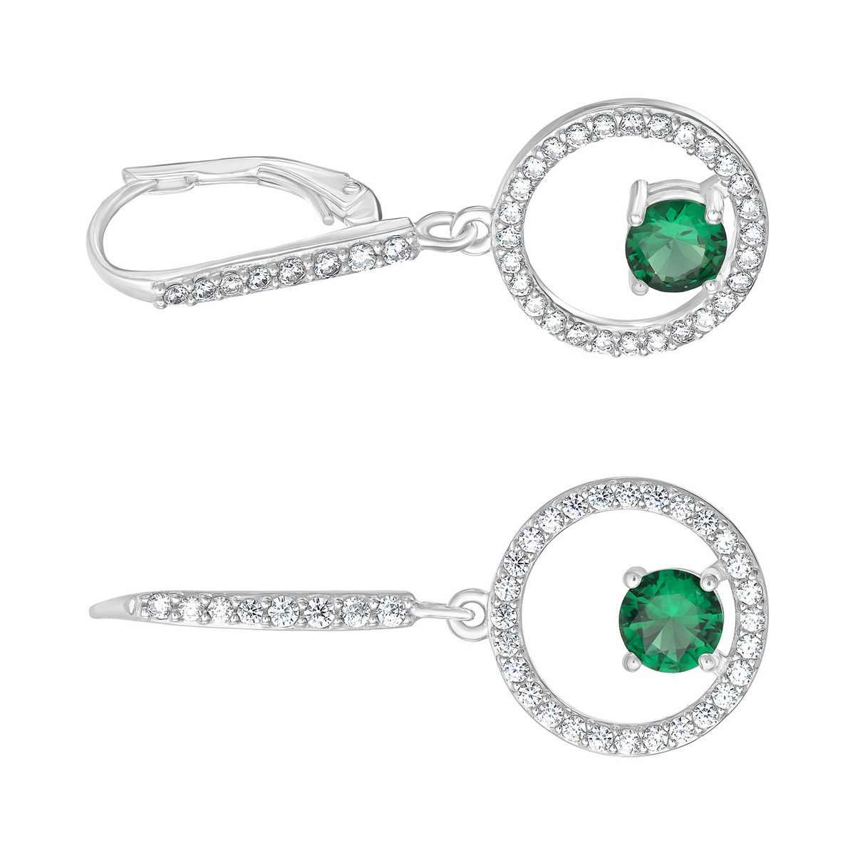 Natural Emerald Hoop Earrings Sterling Silver 925 Hallmarked British Made