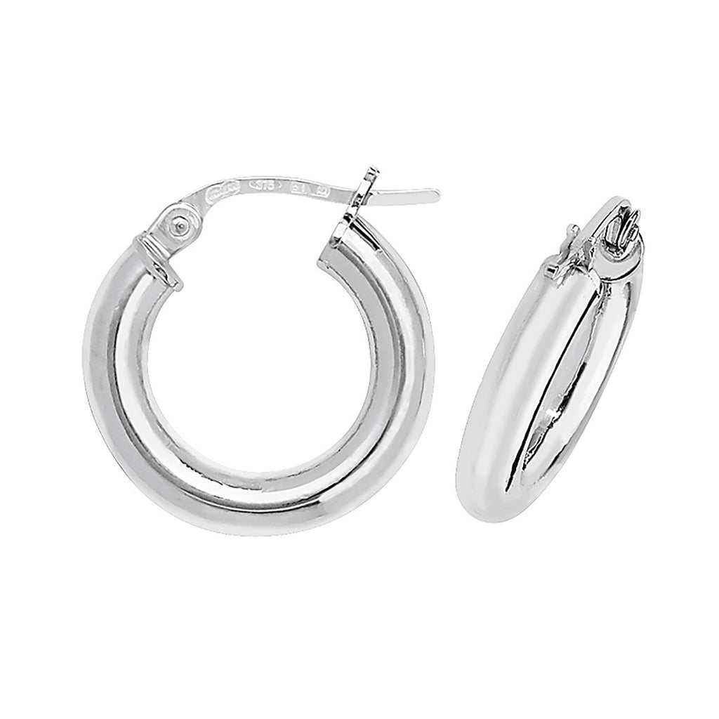 9ct White Gold Hinged Hoop Earrings 375 Hallmarked 8mm - 35mm Diameter