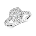 Natural Diamond Cushion Halo Ring 18ct White Gold Hallmarked Sizes J - Q