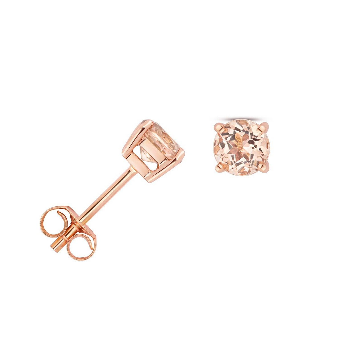 Yellow Gold 4 Claw Morganite Earrings 9ct 375 Hallmarked New Boxed British Made
