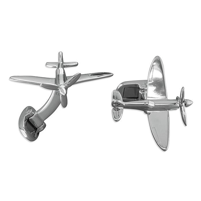 Solid Sterling Silver Spitfire Cufflink Set Men's 925 Hallmarked British Made