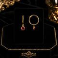 Hinged Sleeper Ruby Hoop Earrings 9ct Yellow Gold 375 Hallmarked Brand New