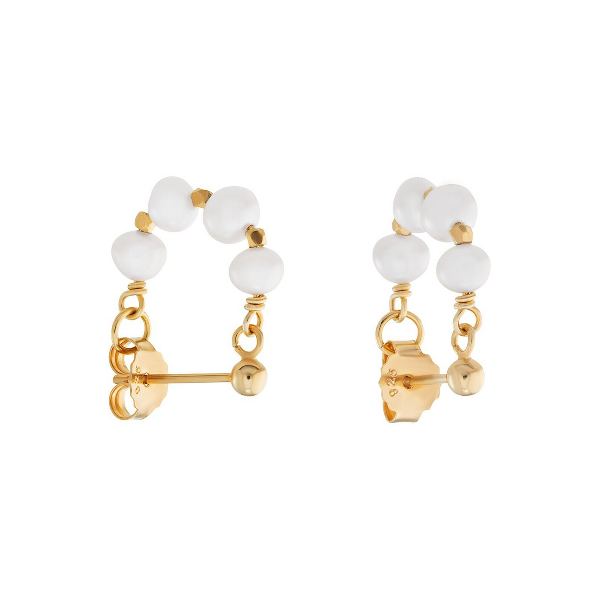 Butterfly Pearl Hoop Earrings 9ct Yellow Gold Plated Hallmarked Brand New