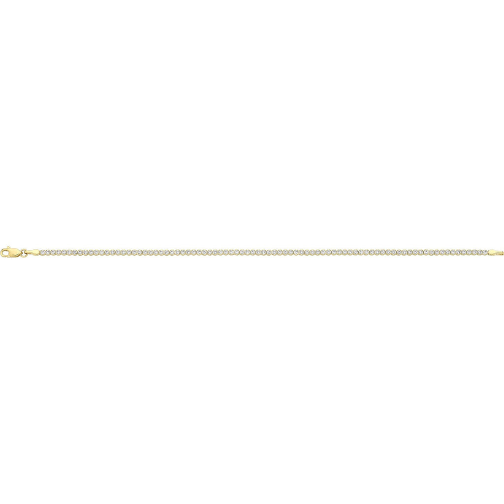 Classic Single Row Tennis Bracelet 9ct Yellow Gold 375 Hallmarked British Made