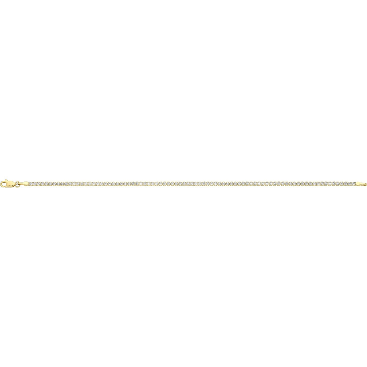 Classic Single Row Tennis Bracelet 9ct Yellow Gold 375 Hallmarked British Made