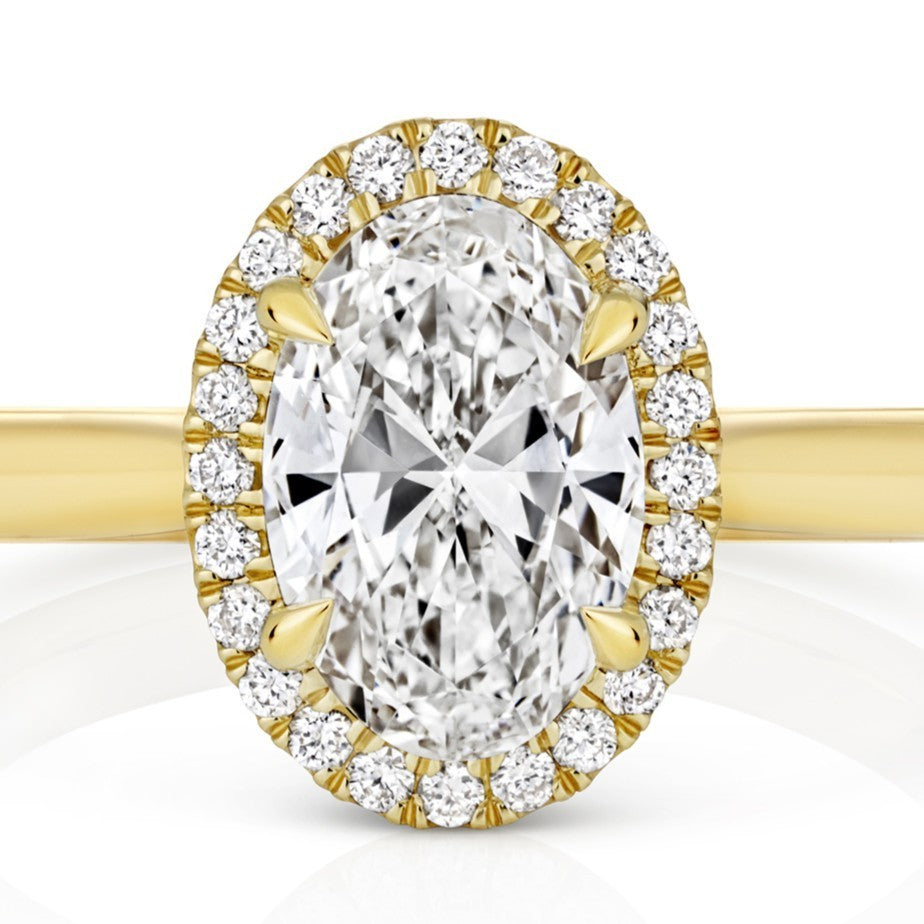 Oval Lab-Created Diamond Engagement Ring 18ct Yellow Gold Hallmarked Sizes J - Q