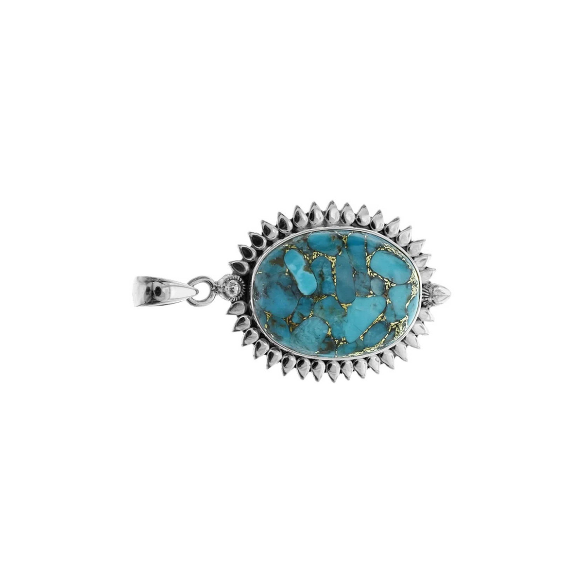 Vintage Oval Turquoise Pendant Sterling Silver 925 Hallmarked All Chain Lengths