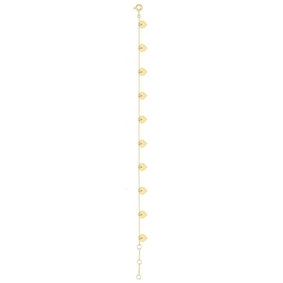 Heart Station Bracelet 9ct Yellow Gold 375 Hallmarked British Made