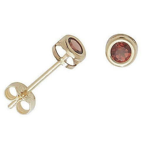 Yellow Gold Garnet Earrings Solitaire Natural Stone 375 9 Carat New Boxed