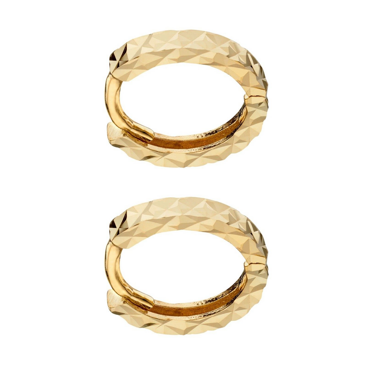 Diamond Cut Hoop Earrings 9ct Yellow Gold 375 Hallmarked British Made