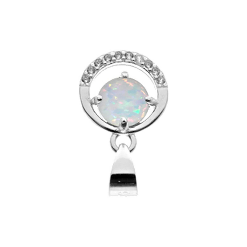 Halo White Opal Pendant Sterling Silver 925 Hallmark All Chain Lengths Brand New