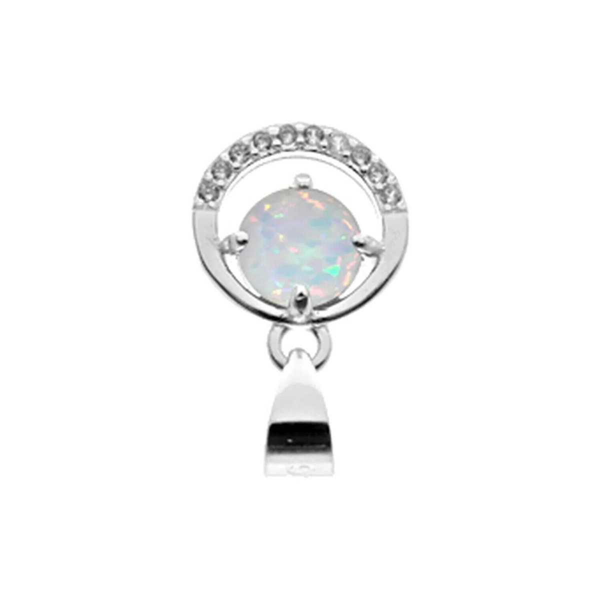 Halo White Opal Pendant Sterling Silver 925 Hallmark All Chain Lengths Brand New