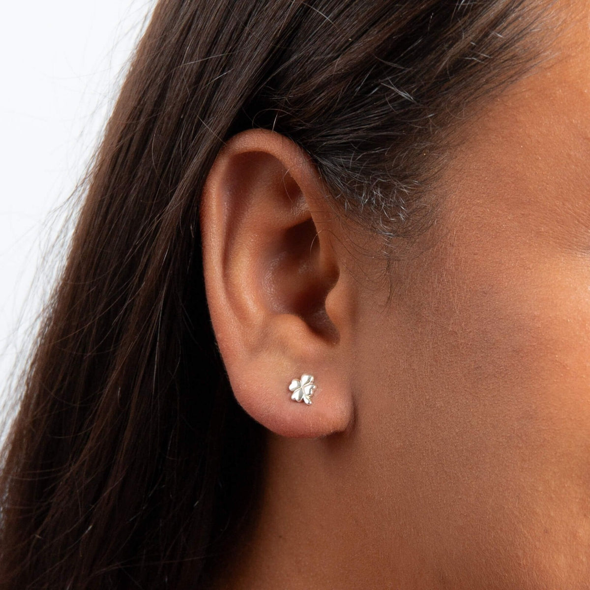 Four Leaf Clover Stud  Earrings Sterling Silver 925 Hallmarked Brand New Boxed