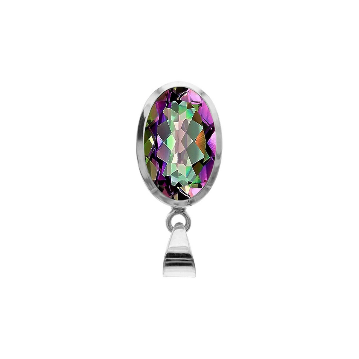 Flush Oval Topaz Pendant Sterling Silver 925 Hallmarked All Chain Lengths