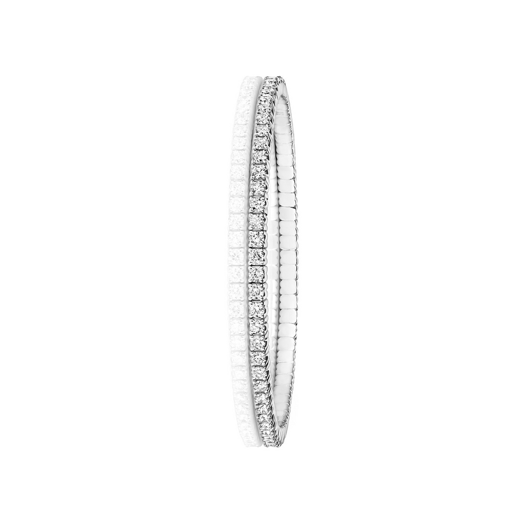 Natural Diamond 18ct White Gold Stretch Bangle 375 Hallmarked British Made