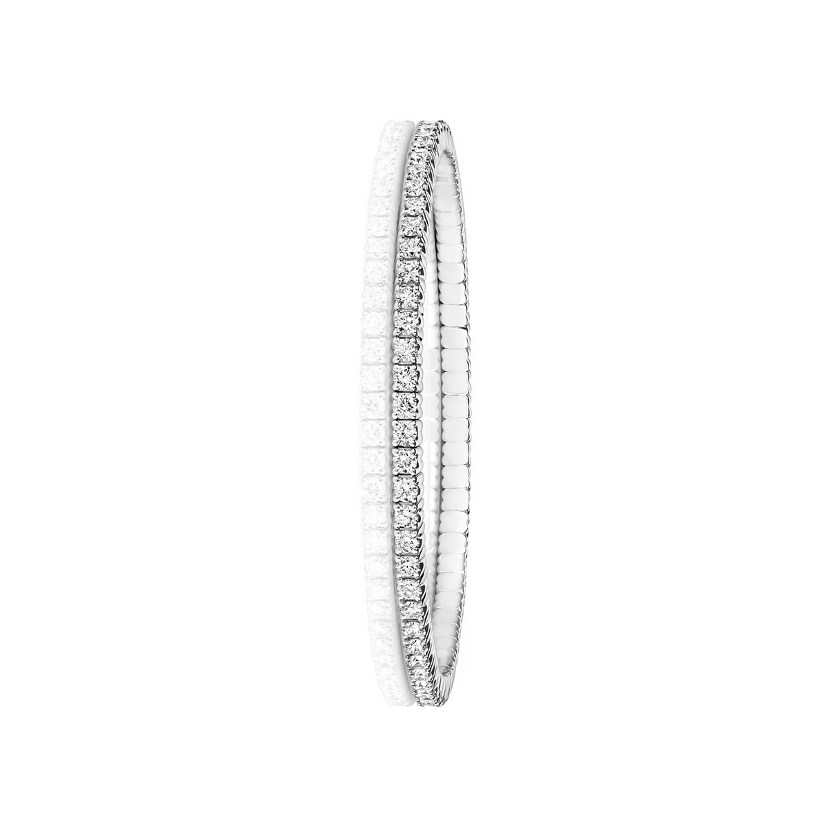 Natural Diamond 18ct White Gold Stretch Bangle 375 Hallmarked British Made