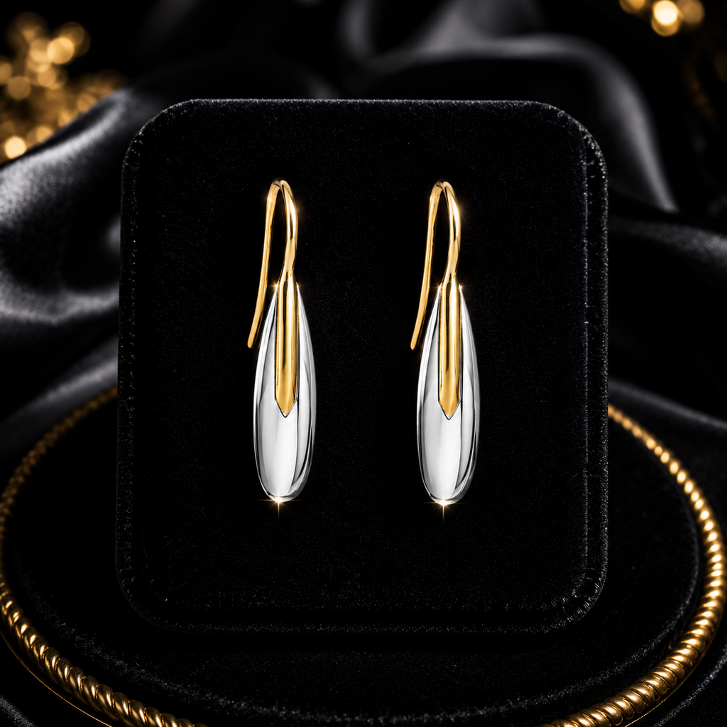 Elongated Pebble Drop Earrings 9ct Yellow Gold Plated Hallmarked Brand New Boxed
