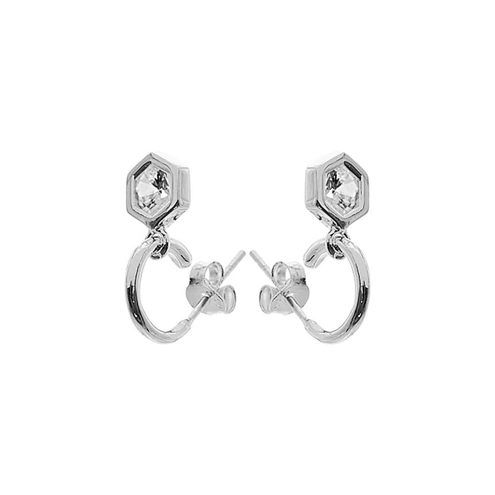 10mm Hexagonal Hoop Earrings Sterling Silver 925 Hallmarked Brand New Boxed