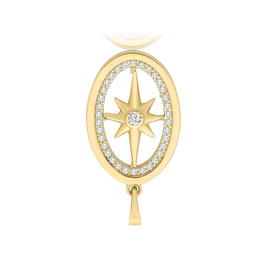 Oval Star 9ct Yellow Gold Pendant 375 Hallmarked British Made All Chain Lengths