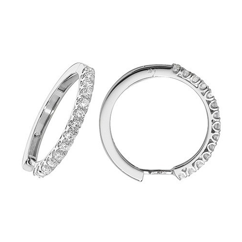 14 Natural Diamond Hoop Earrings 18ct White Gold Hallmarked British Made