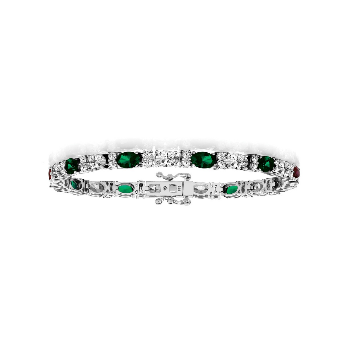 Natural Oval Emerald Tennis Bracelet Sterling Silver 925 Hallmarked Brand New