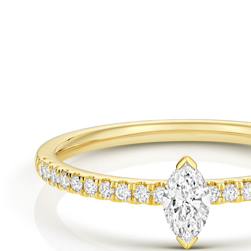 21 Natural Diamond Marquise Cut Ring 18ct Yellow Gold Hallmarked Sizes K - N