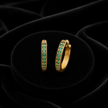 9ct Yellow Gold Emerald Hoop Earrings British Made 375 Hallmark Brand New Boxed