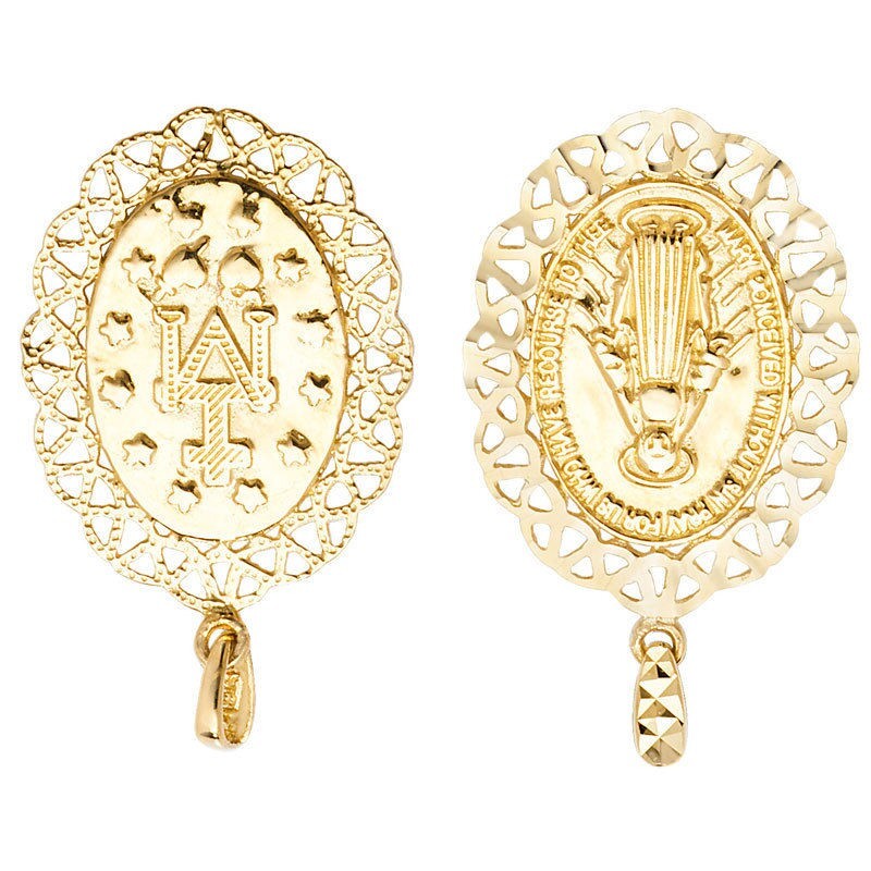 9ct Yellow Gold Our Lady Medal Pendant Hallmarked British Made All Chain Lengths