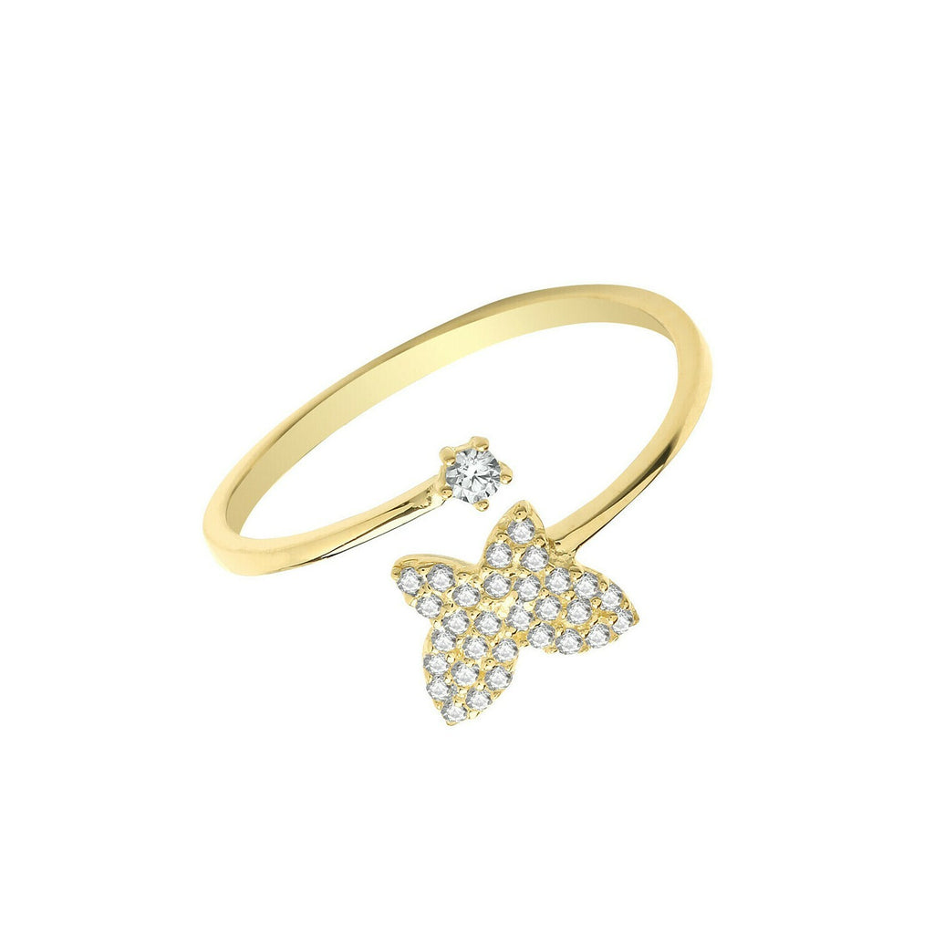 Butterfly Wrap Ring 9ct Yellow Gold Hallmarked Sizes J - R British Made