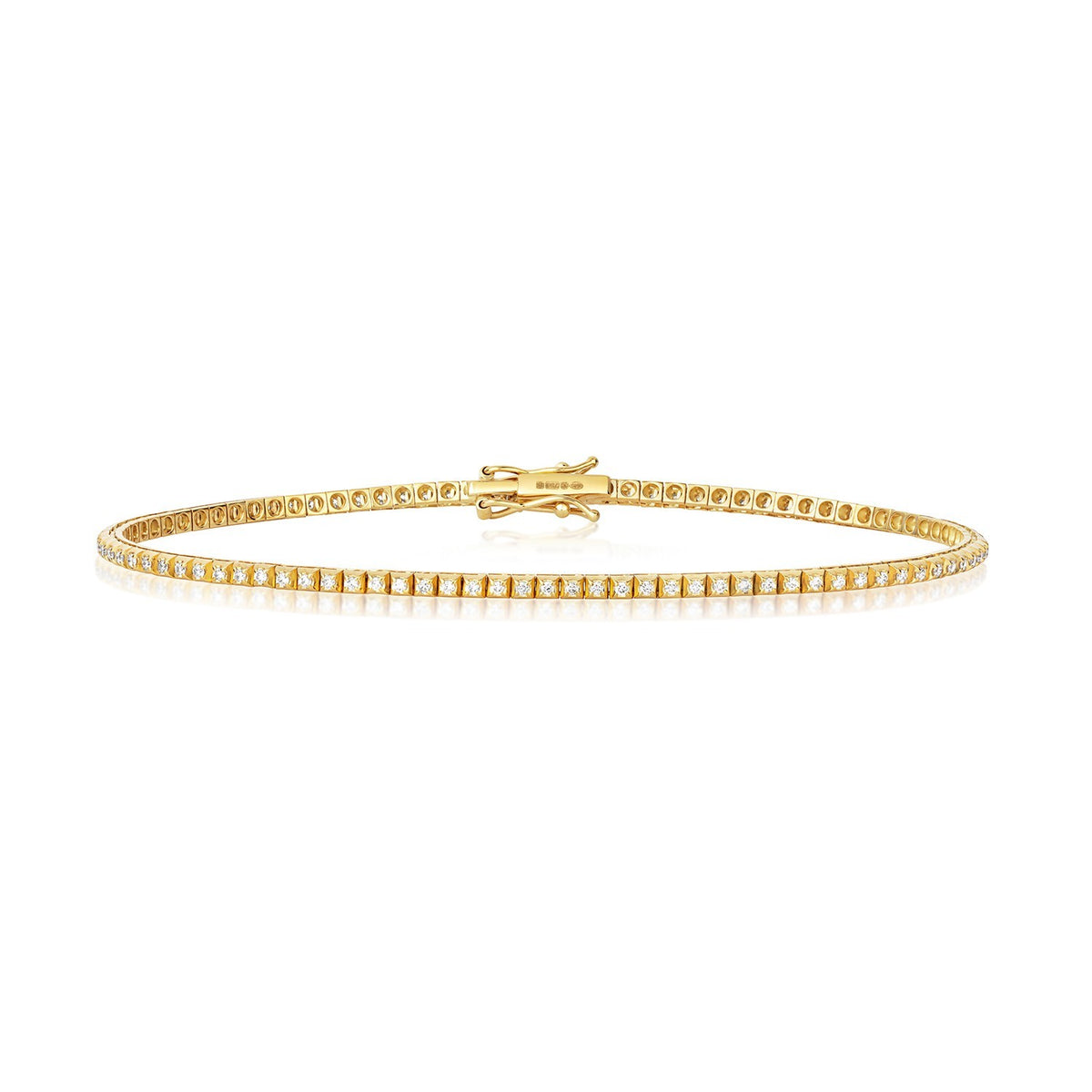 Natural Diamond 18ct Yellow Gold Tennis Bracelet 375 Hallmarked British Made