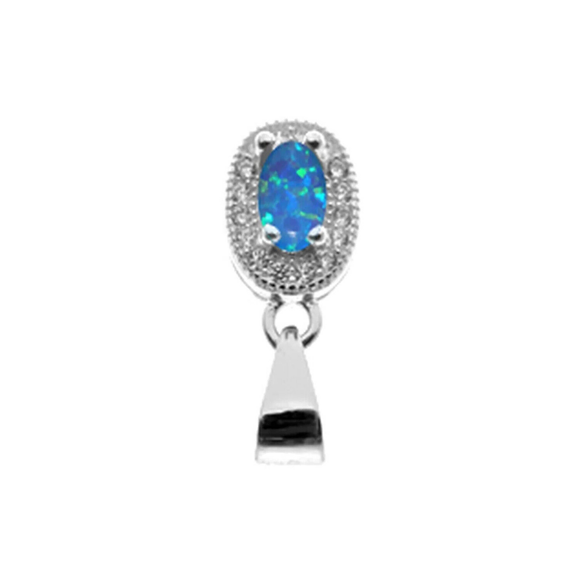 Halo Opal Pendant Sterling Silver 925 Hallmarked All Chain Lengths Brand New