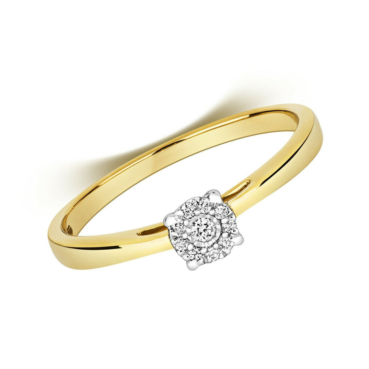 Diamond Solitaire Illusion Ring 9ct Yellow Gold 375 Hallmark Sizes J - Q