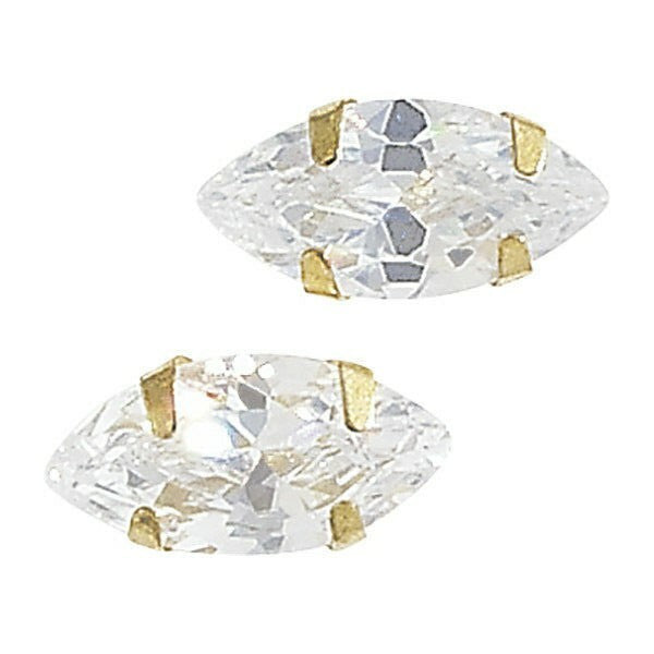 Marquise Solitaire Stud Earrings Solid 9ct Yellow Gold Studs