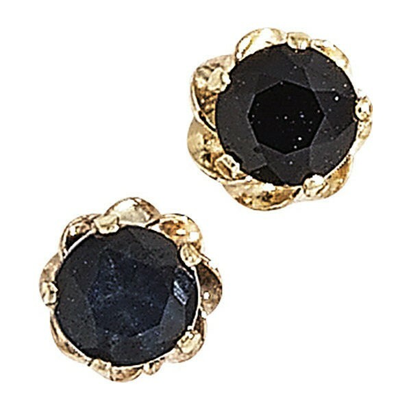 Black Sapphire Stud Earrings 9ct Yellow Gold Hallmarked Brand New Boxed
