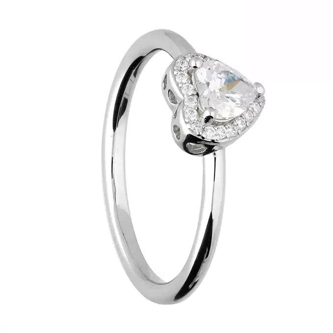 Halo Heart Ring Sterling Silver 925 Hallmarked British Made Size L - R