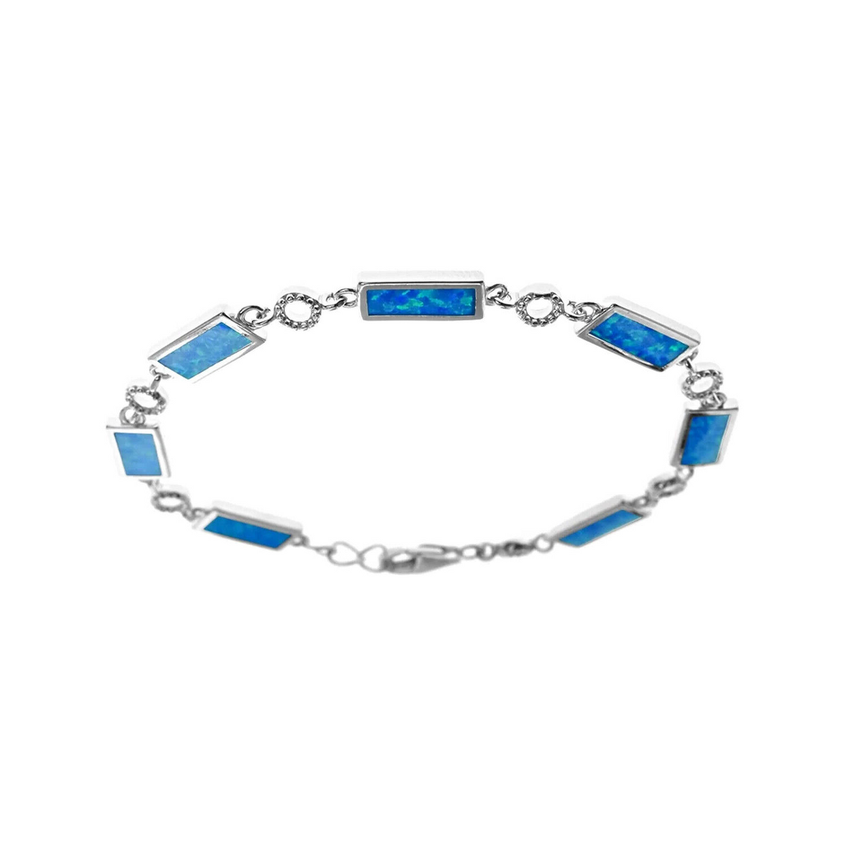 Rectangular Blue Opal Bracelet Sterling Silver 925 Hallmarked Brand New Boxed