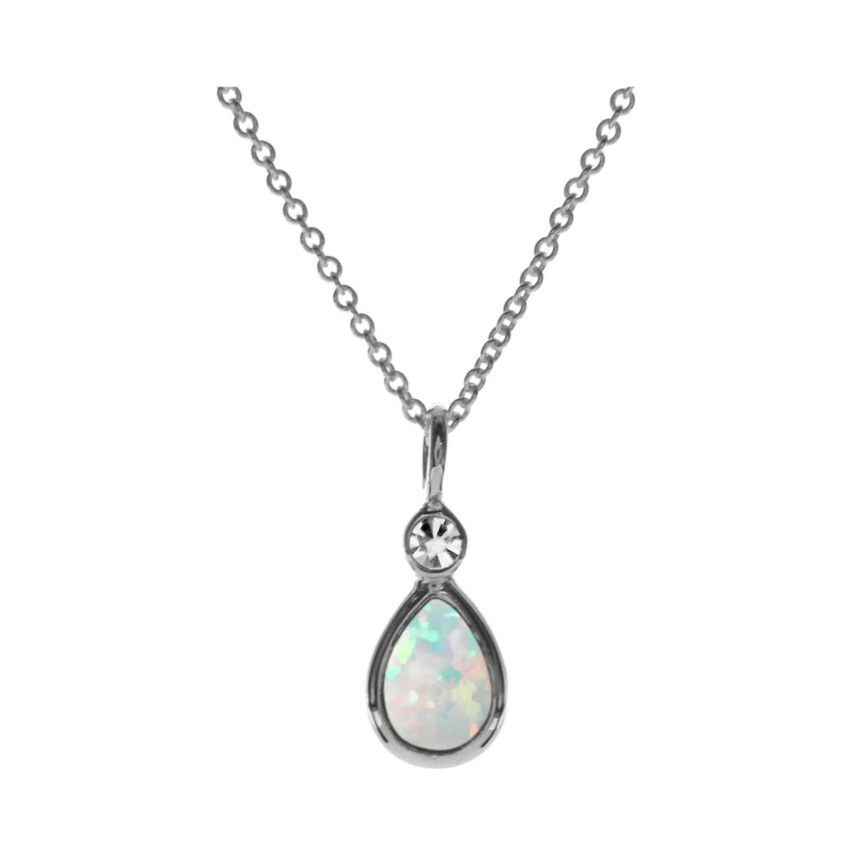 Teardrop Opal Necklace Solid Sterling Silver 925 Hallmarked British Made
