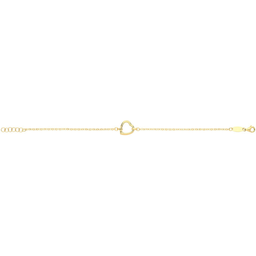 Ladies Adjustable Heart Bracelet 9ct Yellow Gold 375 Hallmarked British Made
