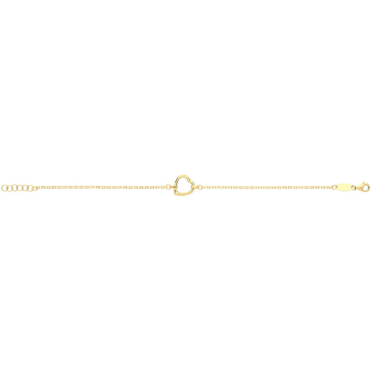 Ladies Adjustable Heart Bracelet 9ct Yellow Gold 375 Hallmarked British Made