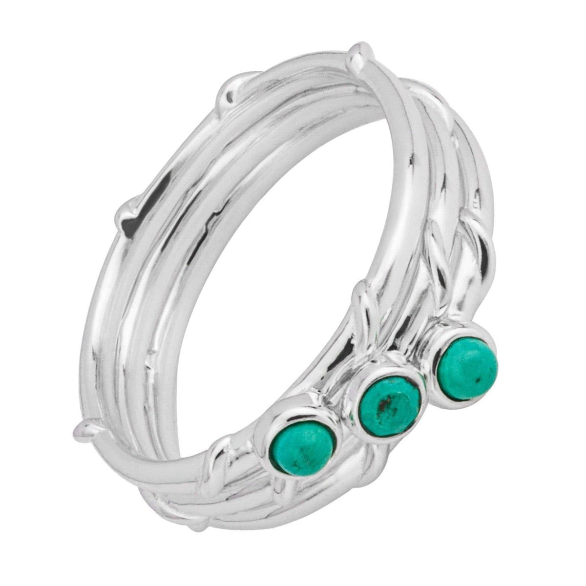 Real Green Magnesite Stacking Ring Sterling Silver 925 Hallmarked British Made