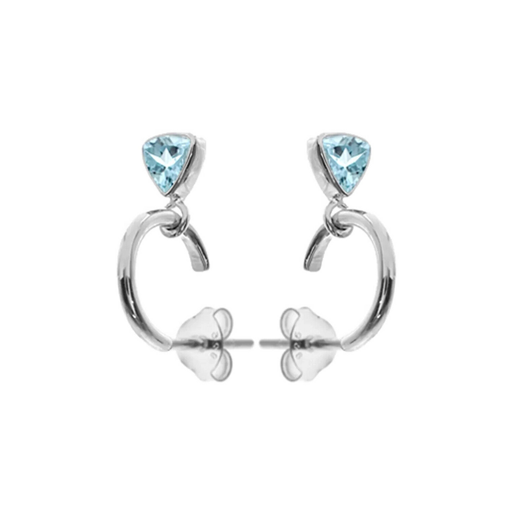 Trillion Blue Topaz Hoop Earrings Sterling Silver 925 Hallmarked Brand New Boxed