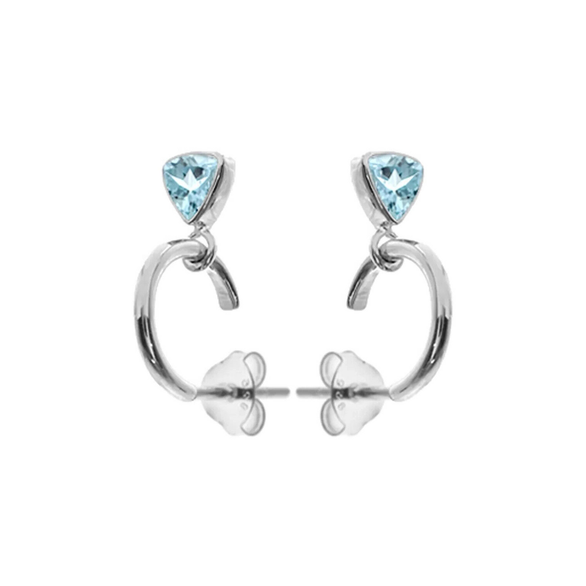 Trillion Blue Topaz Hoop Earrings Sterling Silver 925 Hallmarked Brand New Boxed
