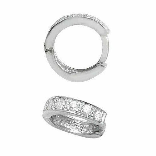 Mens Huggie Hoop Earring Cubic Zirconia Solid Sterling Silver Gents