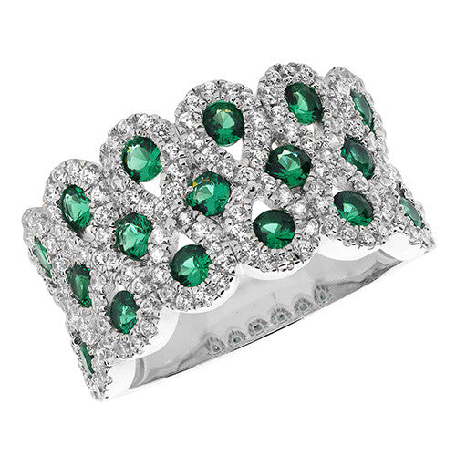 Sterling Silver Ring Anniversary Natural Emerald 925 Hallmarked Size J - S
